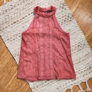 Cable & Gauge Coral Lace Cut Out Tank Top